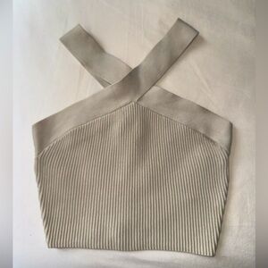 Cropped, ribbed beige Aritzia going out top